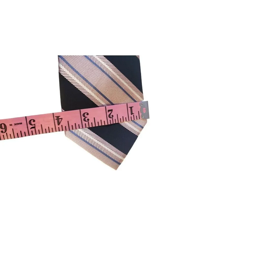 JOSEPH ABBOUND‎ Neck Tie Men's Luxury 100% Silk Black Pink Striped Business Suit